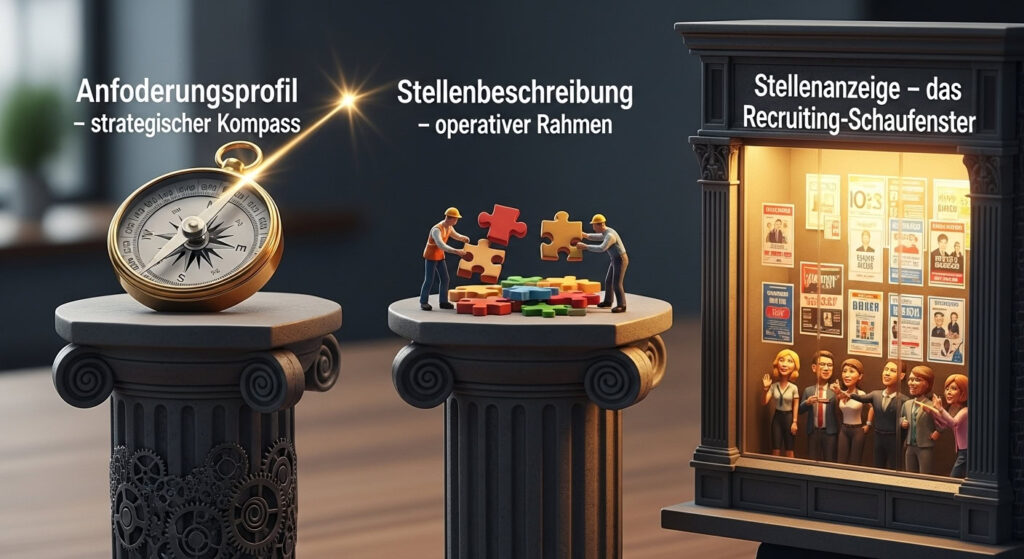 Job Description Anforderungsprofil Recruiting: drei-saeulen-anforderung-beschreibung-anzeige