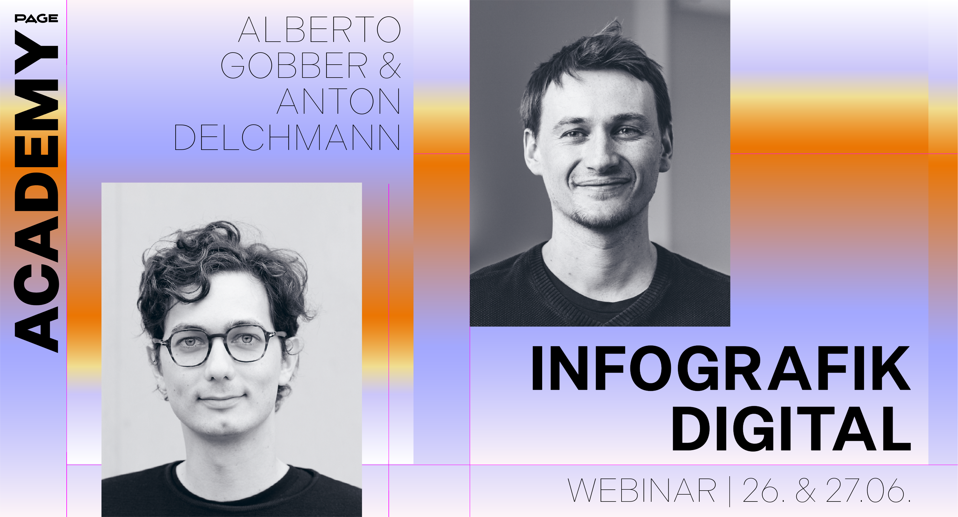 Online-Seminar zum Thema Infografiken mit den Referenten Alberto Gobber und Anton Delchmann